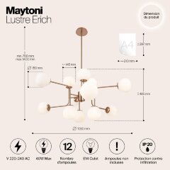 Потолочная люстра Maytoni MOD221-PL-12-G