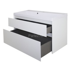 Комплект тумба Azario Velluto 100 1000х450х660 подвесная, с раковиной Slim 100, белый матовый (CS000