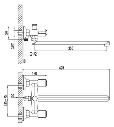 Смеситель для ванны Lemark Merkado LM2301C
