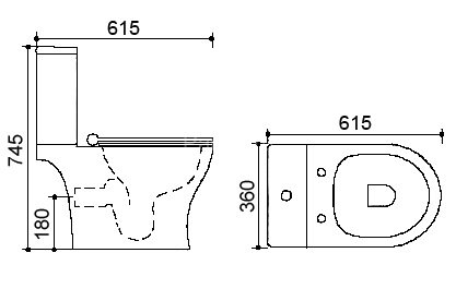 Унитаз-компакт Azario Verde 615х360х745 напольный, безободковый, с сиденьем микролифт ( AZ-2224)