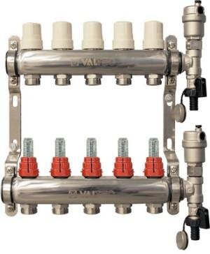 Коллекторная группа НЕРЖ. с расходомерами 1"х9х3/4"EK VALTEC