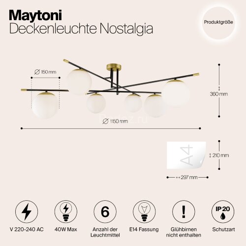 Потолочная люстра Maytoni MOD048CL-06G
