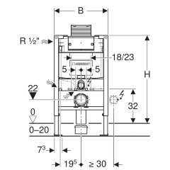 Инсталляция Geberit Duofix для подвесного унитаза, 82 см, со смывным бачком скрытого монтажа Omega 1