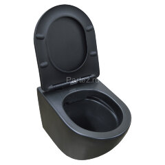 Унитаз подвесной Azario Gloria 480х370х360 безободковый, с сиденьем микролифт, чёрный матовый (AZ-20