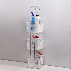 Этажерка прямоугольная Fixsen Grampus трехэтажная, пластик, хром (GR-810-3)