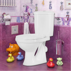 Унитаз-компакт Суперкомпакт Стандарт горизонтальный выпуск, с сиденьем, белый (44901110522)