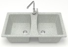 Кухонная мойка AZARIO Elmas 780х500х190 двойная, искусственный мрамор, цвет светло серый (CS00078335