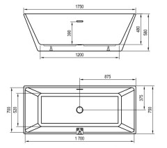 Ванна акриловая Ravak Freedom R 1750х750 отдельностоящая, белая (XC00100021)