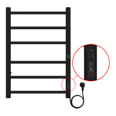 Полотенцесушитель электрический AZARIO PARMA 400/600 6 секций, диммер справа, черный (AZ10846B)