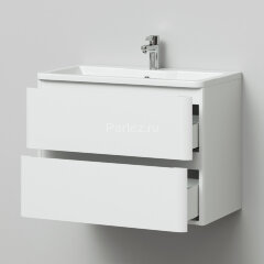 Комплект тумба Итана Roberto 80 (795х56х06) подвесная, с раковиной Adel 80, белый глянец (375043)