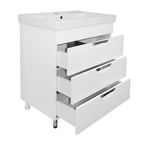 Комплект тумба Стиль- 70/3Н "Соло" 700х880х480 напольная, с раковиной Tempo 70, с доводчиками, белый