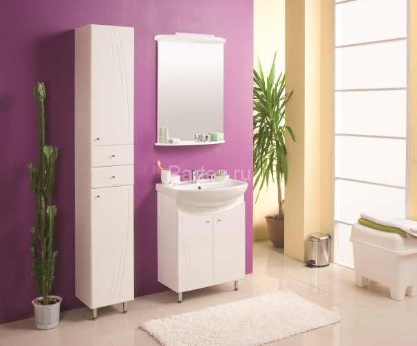 Зеркало AQUATON МИНИМА 65 подсветкой, с полкой, белый (1A000502MN010)