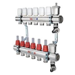 Коллекторная группа из латуни с расходомерами в сборе 1.1/4"х7х3/4"ЕК VALTEC