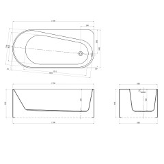 Ванна акриловая AZARIO FANO 1700х800х600 пристенная, в комплекте с сифоном и металлической рамой, пр
