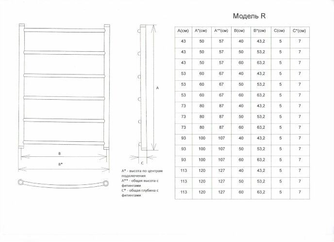 Полотенцесушитель водяной ДВИН R лесенка 60/40, полированный (4627087853921)