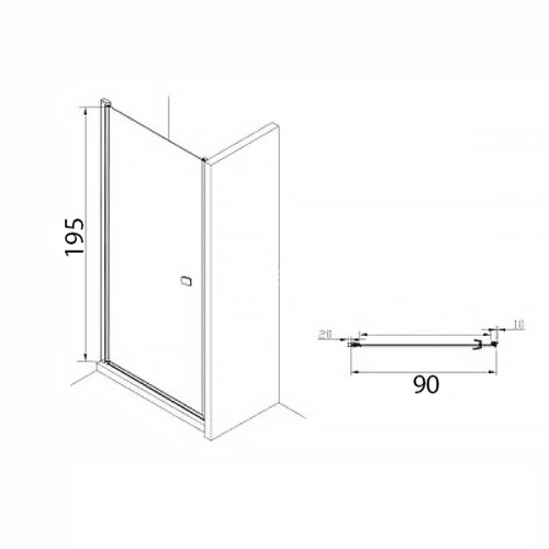 Душевая дверь Roca CAPITAL распашная 90х195, цвет профиля хром, толщина полотна 6мм универсальная