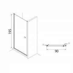 Душевая дверь Roca CAPITAL распашная 90х195, цвет профиля хром, толщина полотна 6мм универсальная