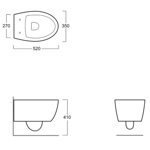 Унитаз подвесной Simas Lft Spazio 350х520х390 безободковый, с креплением F85, цвет белый (LFT18bi)