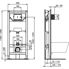 Промо-комплект: Унитаз с инсталляцией Ideal Standard Tesi с сиденьем Микролифт, черный шелк (T3868V1