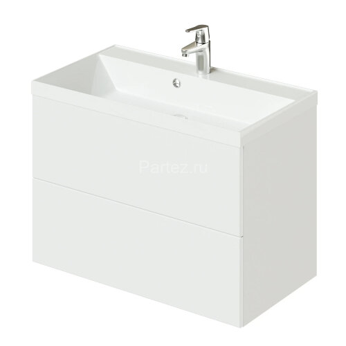 Комплект тумба Итана ICON 80 (800х451х588) подвесная, с раковиной CLARISSA 80, белый глянец (CS00090