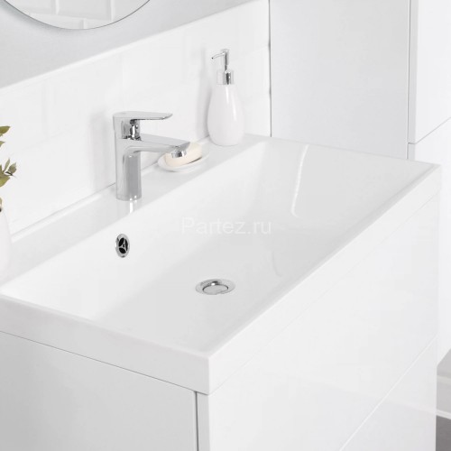 Комплект тумба Итана ICON 80 (800х451х588) подвесная, с раковиной CLARISSA 80, белый глянец (CS00090