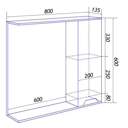 Зеркало-шкаф Loranto Florena 80 800х135х600 правый, светлый бетон (CS00086987)