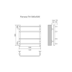 Полотенцесушитель водяной AZARIO FERRARA 500/500 4 секций, нижнее/диагональное подключение, 1/2", хр