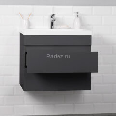 Комплект тумба Итана Alexa 60 (600х450х560) подвесная, с раковиной Clarissa 60, графит (CS00093214)