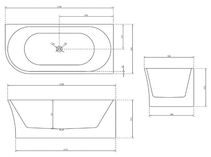 Акриловая ванна ABBER AB9257-1.7 R