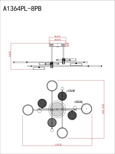 Потолочная люстра Arte Lamp A1364PL-8PB